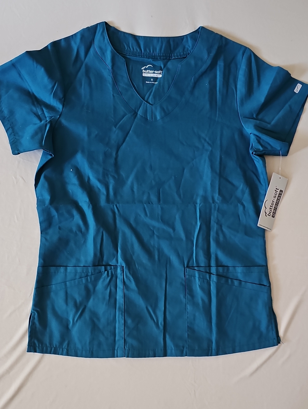 Buttersoft Teal V-Neck Short Sleeve Scrub Top